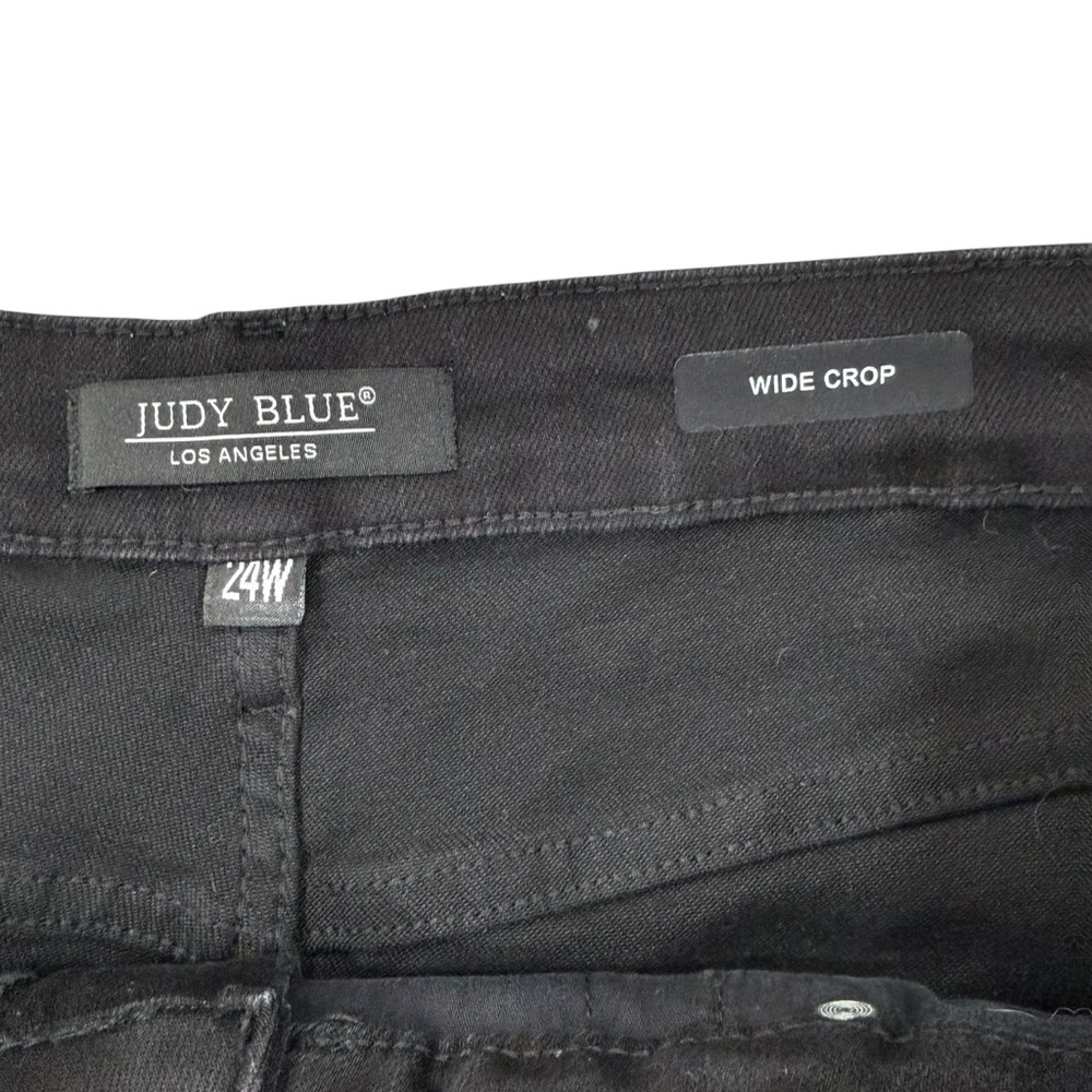 Judy Black Women's High Waist Wide Leg Crop Jeans Size 24W Fits 42X 24 NEW